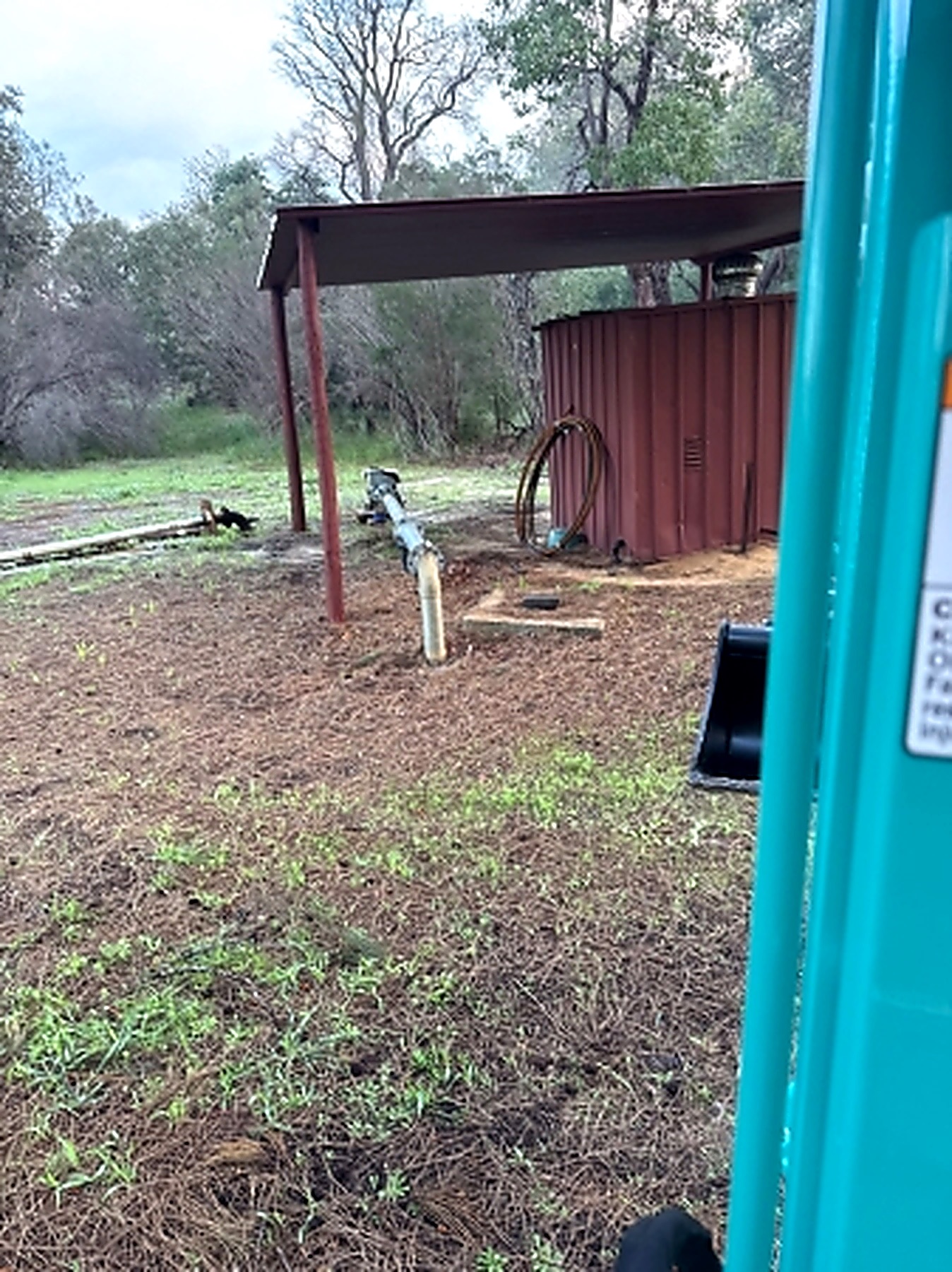 Pump shed and bore (well) head at Marri Park Golf Course, ahead of the vortex generator install